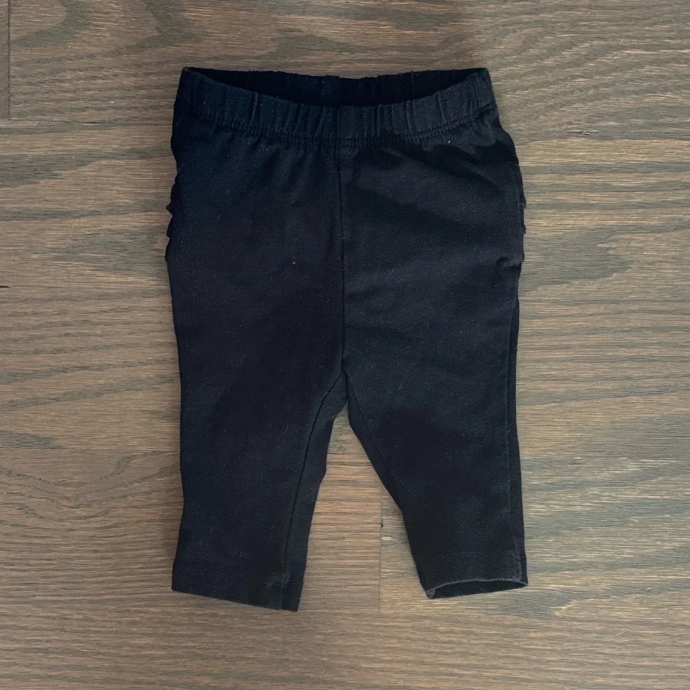 Old Navy Baby Ruffle Butt Leggings 2-Pack Pink & Black 0-3M Girls Cotton